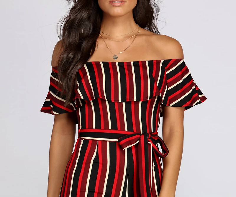 Tie Waist Striped Jumpsuit
