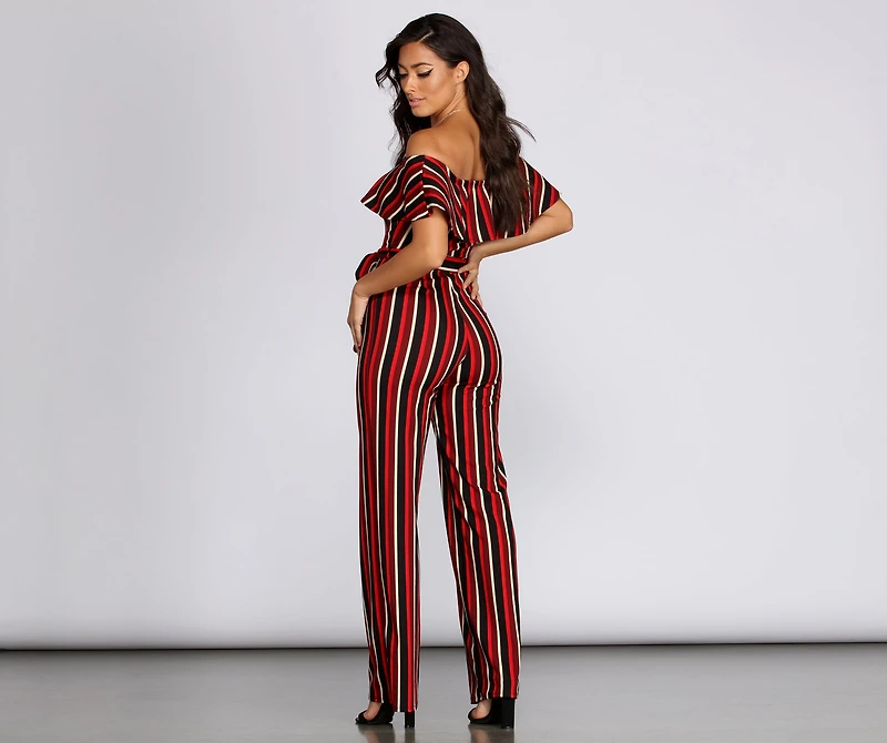 Tie Waist Striped Jumpsuit