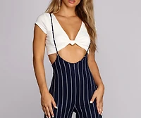 Poised Pinstripes Suspender Pants