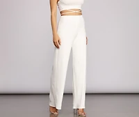 X Marks Ribbed Wide Pants