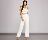 X Marks Ribbed Wide Pants