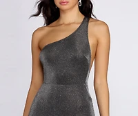 One Shoulder Glitter Knit Jumpsuit