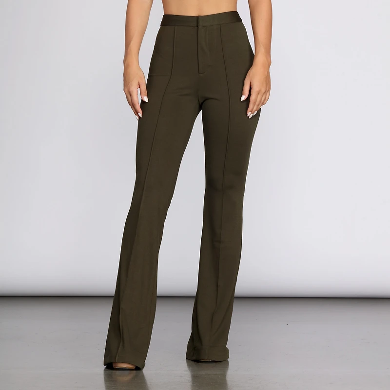 High Waist Crepe Flare Pants