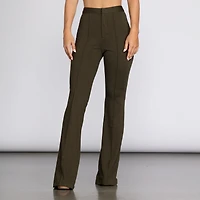 High Waist Crepe Flare Pants