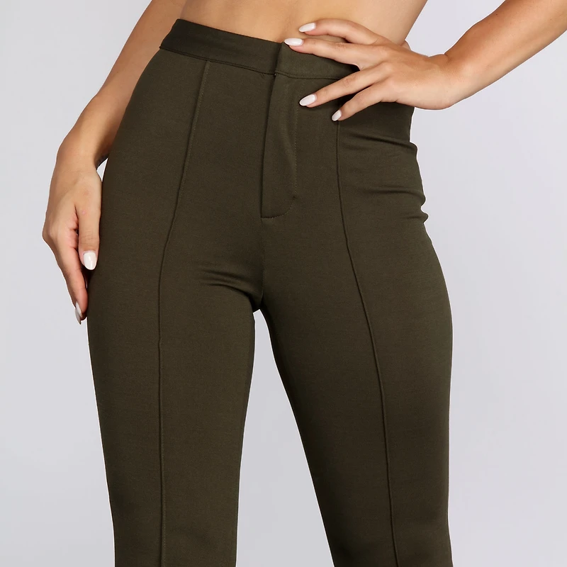 High Waist Crepe Flare Pants