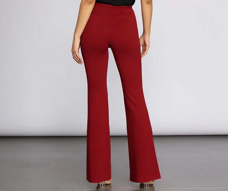 High Waist Crepe Flare Pants