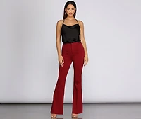 High Waist Crepe Flare Pants