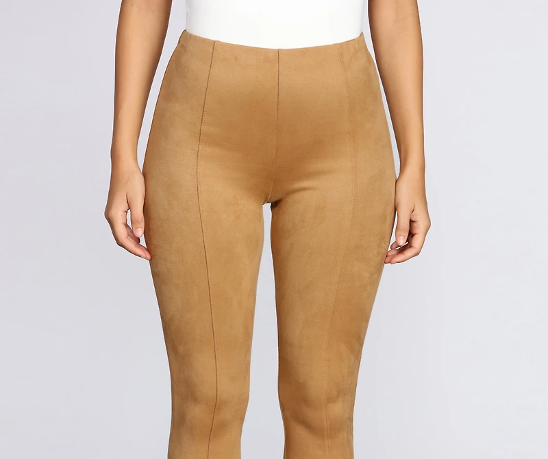 High Waist Faux Suede Pants