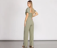 Puff Sleeve Cut Out Jumpsuit