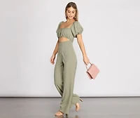 Puff Sleeve Cut Out Jumpsuit