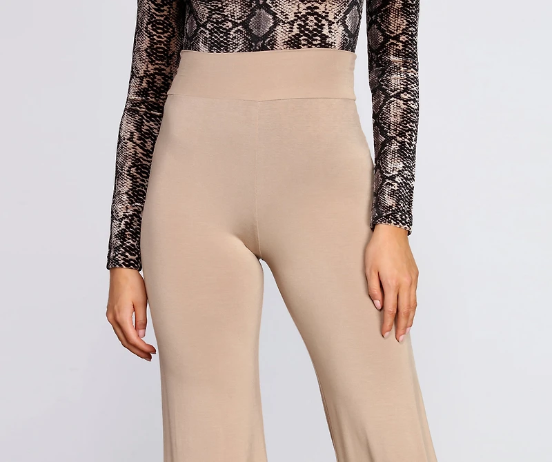 Basic Wide Leg Stretch Pants
