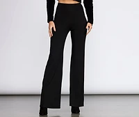 Basic Wide Leg Stretch Pants