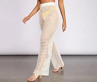 High Waist Wide Leg Crochet Pants