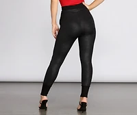 Zippered Faux Leather Joggers