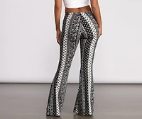 Boho Flair Floral Stripe Flare Pants