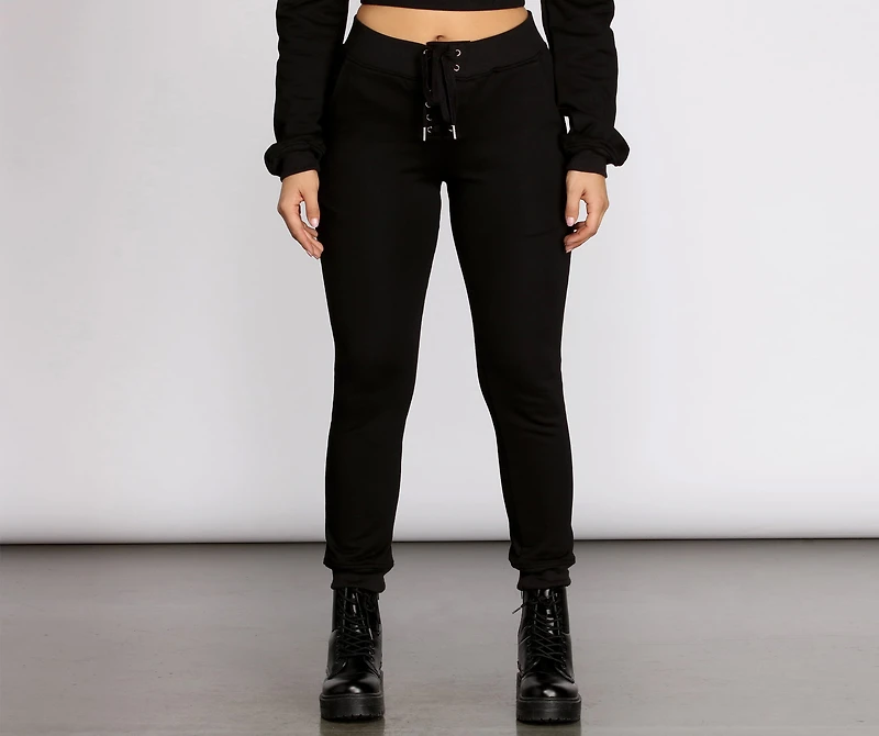 Lace Up High Waist Joggers