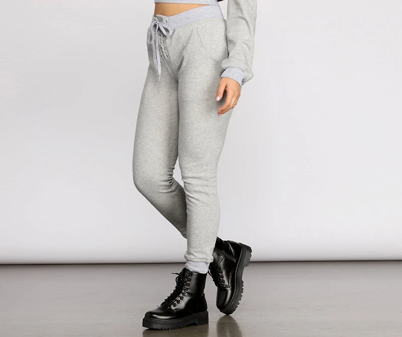 Lace Up High Waist Joggers