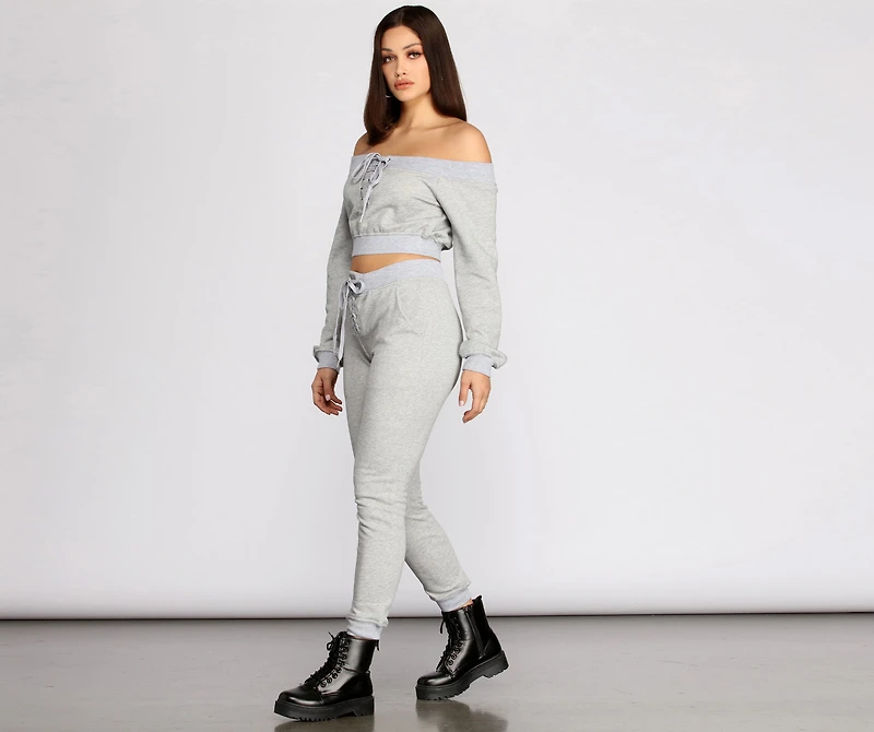 Lace Up High Waist Joggers