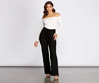 Tie Waist Straight Leg Knit Pants