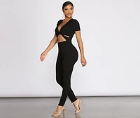 Risk It All Twist Front Fitted Jumpsuit