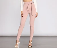 High Rise Tie Waist Skinny Pants