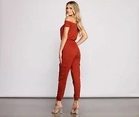 Carry On Style Off The Shoulder Cargo Jumpsuit
