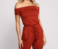 Carry On Style Off The Shoulder Cargo Jumpsuit