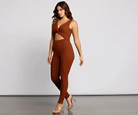 Trendy Twist Ribbed Knit Catsuit