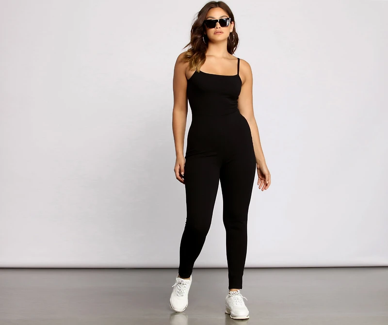 On That Basic Open Back Sleeveless Catsuit