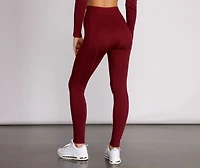 Basic High Waist Ribbed Leggings