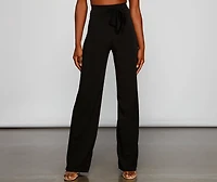 Sleek Tie Waist Wide Leg Pants