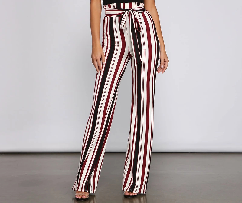 Striped And Stylish Tie-Waist Pants