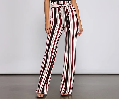 Striped And Stylish Tie-Waist Pants