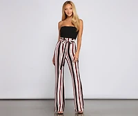Striped And Stylish Tie-Waist Pants