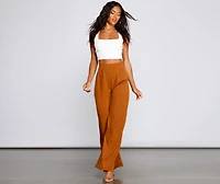 High Waist Pleated Wide Leg Pants