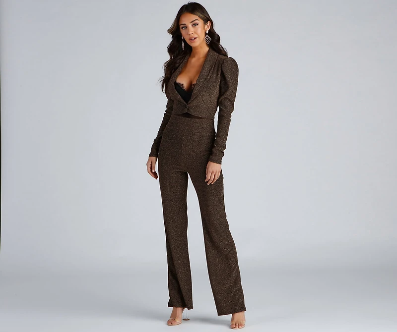 Party-Ready Metallic Glitter Pants