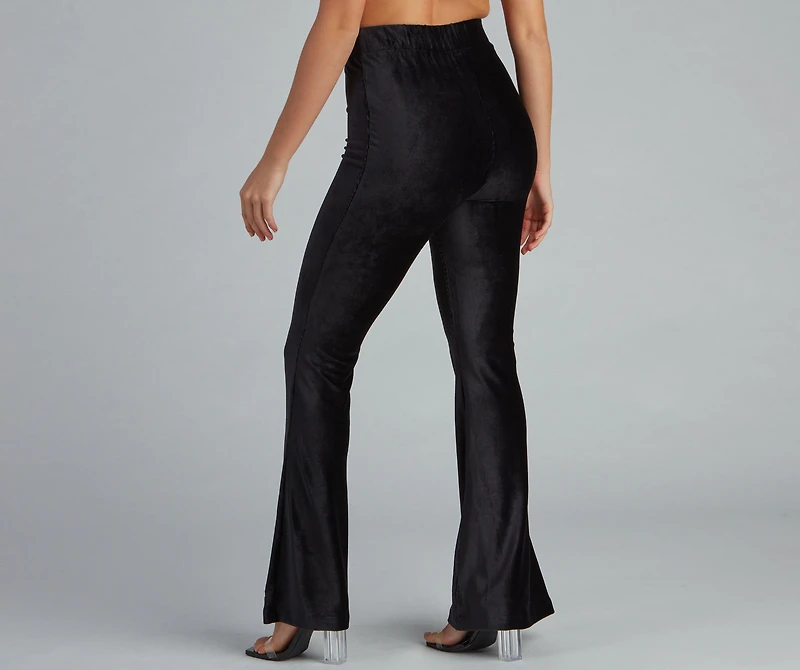 Trendy Luxe Velvet Flare Pants