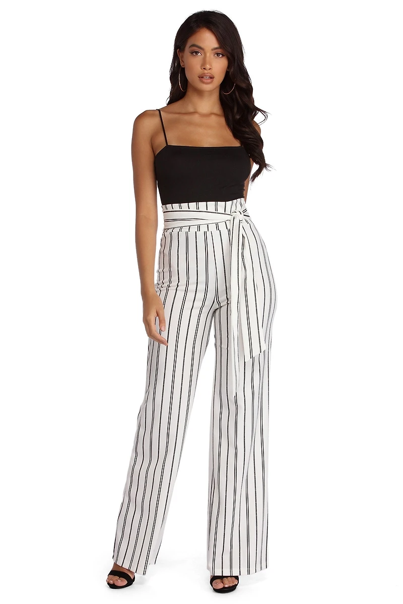 High Waist Striped Pants