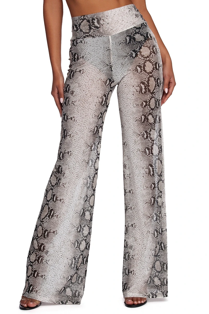Snake Print Mesh Pants