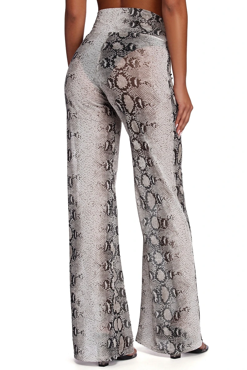 Snake Print Mesh Pants