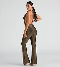 Enticing Love Glitter Halter Jumpsuit