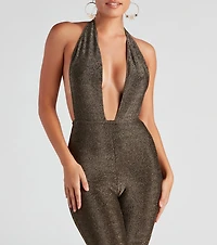 Enticing Love Glitter Halter Jumpsuit