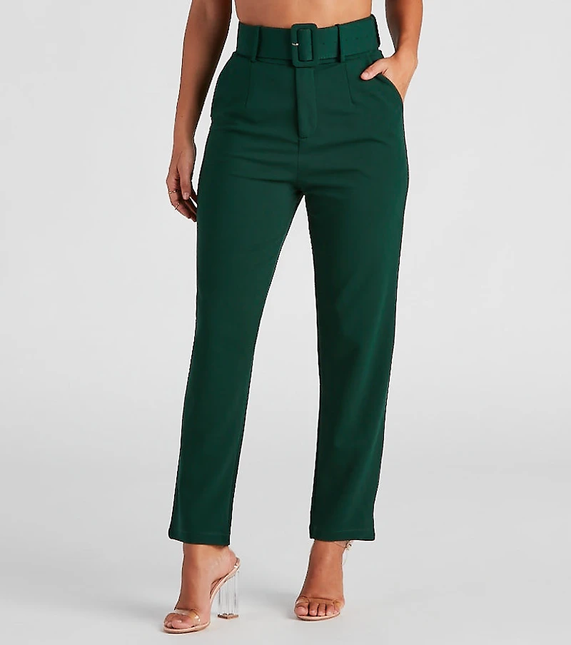 Perfectly Polished Belted Dress Pants