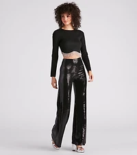 At Midnight Sequin Wide Leg Pants