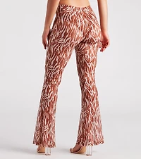 Quick Instinct Zebra Print Mesh Flare Pants