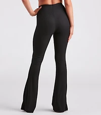 Trendy Babe Ribbed Knit Flare Pants