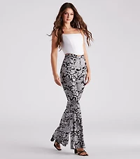 Boho Gal Paisley Cross Waist Flare Pants