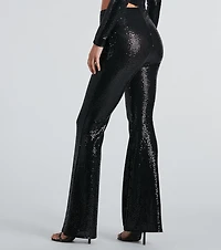 All Sequin High Rise Flare Pants