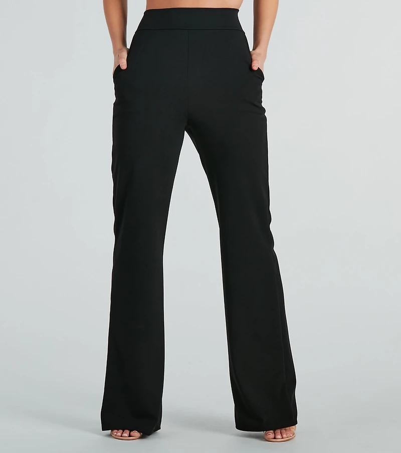 Power Looks High Rise Crepe Trouser Pants