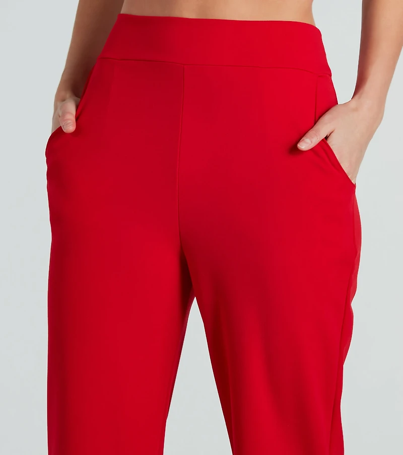 Power Looks High Rise Crepe Trouser Pants